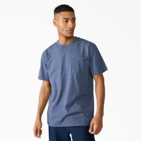 Camicia a maniche corte con tasca in tessuto pesante melange