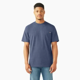 Camicia a maniche corte con tasca in tessuto pesante melange