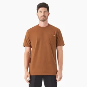 Camicia a maniche corte con tasca in tessuto pesante melange