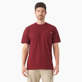 Camicia a maniche corte con tasca in tessuto pesante melange