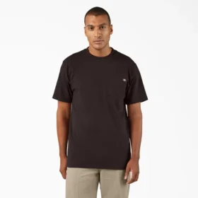 Camicia a maniche corte con tasca in tessuto pesante melange
