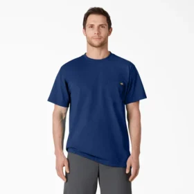Camicia a maniche corte con tasca in tessuto pesante melange