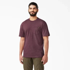 Camicia a maniche corte con tasca in tessuto pesante melange