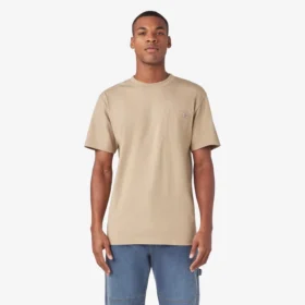 Camicia a maniche corte con tasca in tessuto pesante melange
