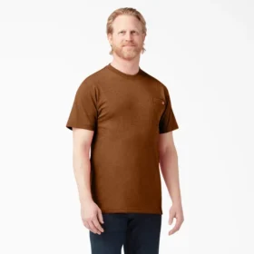 Camicia a maniche corte con tasca in tessuto pesante melange