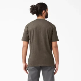 Camicia a maniche corte con tasca in tessuto pesante melange