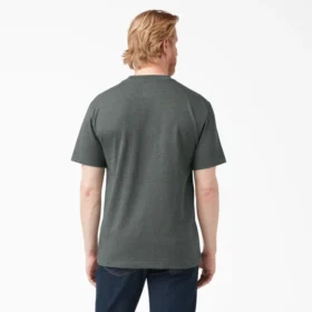 Camicia a maniche corte con tasca in tessuto pesante melange