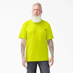 Camicia a maniche corte con taschino in tessuto pesante e colori fluo