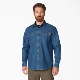 Camicia a maniche lunghe in denim Flex