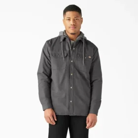 Camicia con cappuccio in tela di cotone idrorepellente