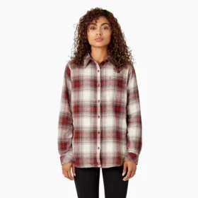 Camicia da donna in flanella a quadri a maniche lunghe