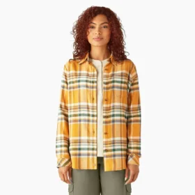 Camicia da donna in flanella a quadri a maniche lunghe