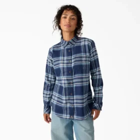 Camicia da donna in flanella a quadri a maniche lunghe