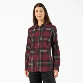 Camicia da donna in flanella a quadri a maniche lunghe