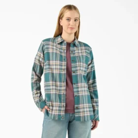 Camicia da donna in flanella a quadri a maniche lunghe