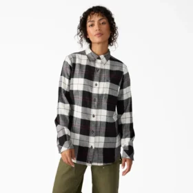Camicia da donna in flanella a quadri a maniche lunghe