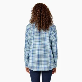 Camicia da donna in flanella a quadri a maniche lunghe
