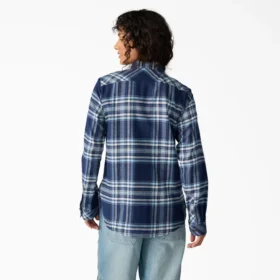 Camicia da donna in flanella a quadri a maniche lunghe