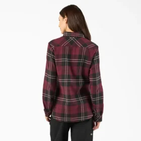 Camicia da donna in flanella a quadri a maniche lunghe