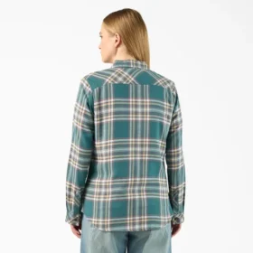 Camicia da donna in flanella a quadri a maniche lunghe