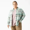 Camicia da donna in flanella a quadri a maniche lunghe taglie forti