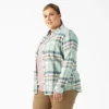 Camicia da donna in flanella a quadri a maniche lunghe taglie forti