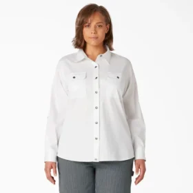 Camicia da lavoro a maniche lunghe con linguetta arrotolata Plus da donna