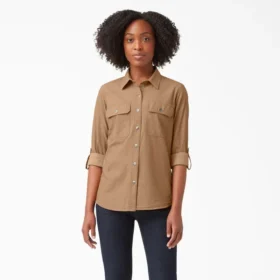 Camicia da lavoro a maniche lunghe con linguette arrotolabili da donna