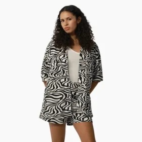 Camicia da lavoro da donna con stampa zebrata