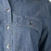 Camicia da lavoro da donna in chambray con maniche con linguetta Camicia da lavoro da donna in chambray con maniche con linguetta