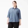 Camicia da lavoro in chambray con risvolto per donne taglie forti Camicia da lavoro in chambray con risvolto per donne taglie forti