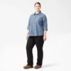 Camicia da lavoro in chambray con risvolto per donne taglie forti Camicia da lavoro in chambray con risvolto per donne taglie forti