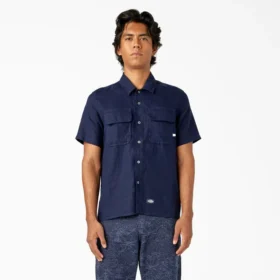 Camicia da lavoro in lino a maniche corte