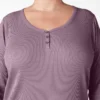 Camicia Henley a maniche lunghe da donna taglie forti Camicia Henley a maniche lunghe da donna taglie forti