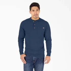 Camicia Henley a maniche lunghe pesante in tessuto melange