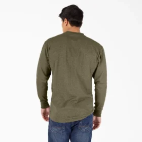 Camicia Henley a maniche lunghe pesante in tessuto melange