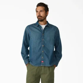Camicia in denim leggera a maniche lunghe