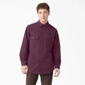 Camicia in tela di cotone foderata in flanella a maniche lunghe