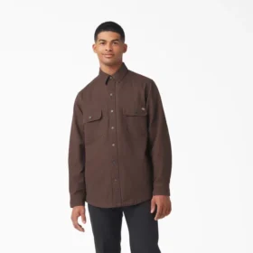 Camicia in tela di cotone foderata in flanella a maniche lunghe