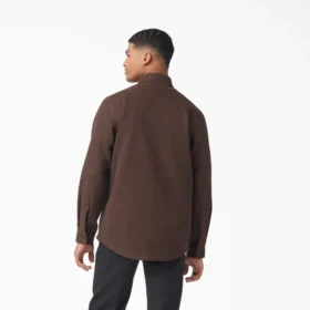 Camicia in tela di cotone foderata in flanella a maniche lunghe
