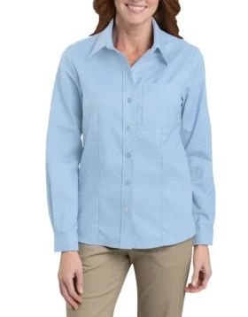 Camicia Oxford elasticizzata a maniche lunghe da donna