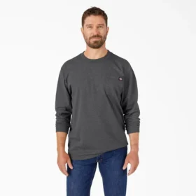 Camicia pesante a maniche lunghe con taschino in tessuto melange