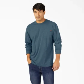 Camicia pesante a maniche lunghe con taschino in tessuto melange