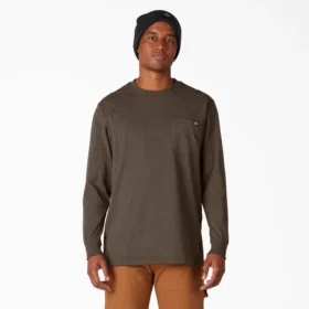 Camicia pesante a maniche lunghe con taschino in tessuto melange