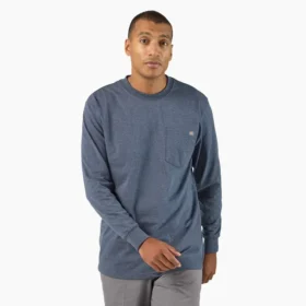 Camicia pesante a maniche lunghe con taschino in tessuto melange