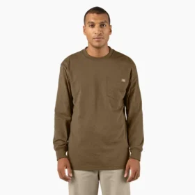 Camicia pesante a maniche lunghe con taschino in tessuto melange