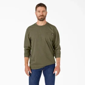 Camicia pesante a maniche lunghe con taschino in tessuto melange