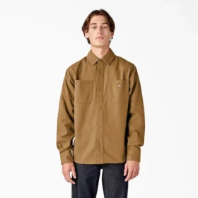Camicia utility a maniche lunghe in tela di cotone