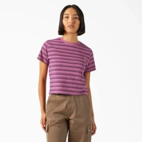 Camicie corte a righe con taschino da donna