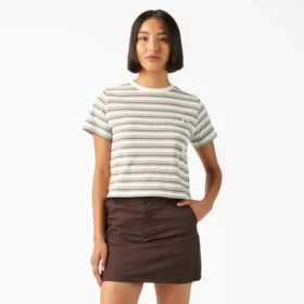 Camicie corte a righe con taschino da donna